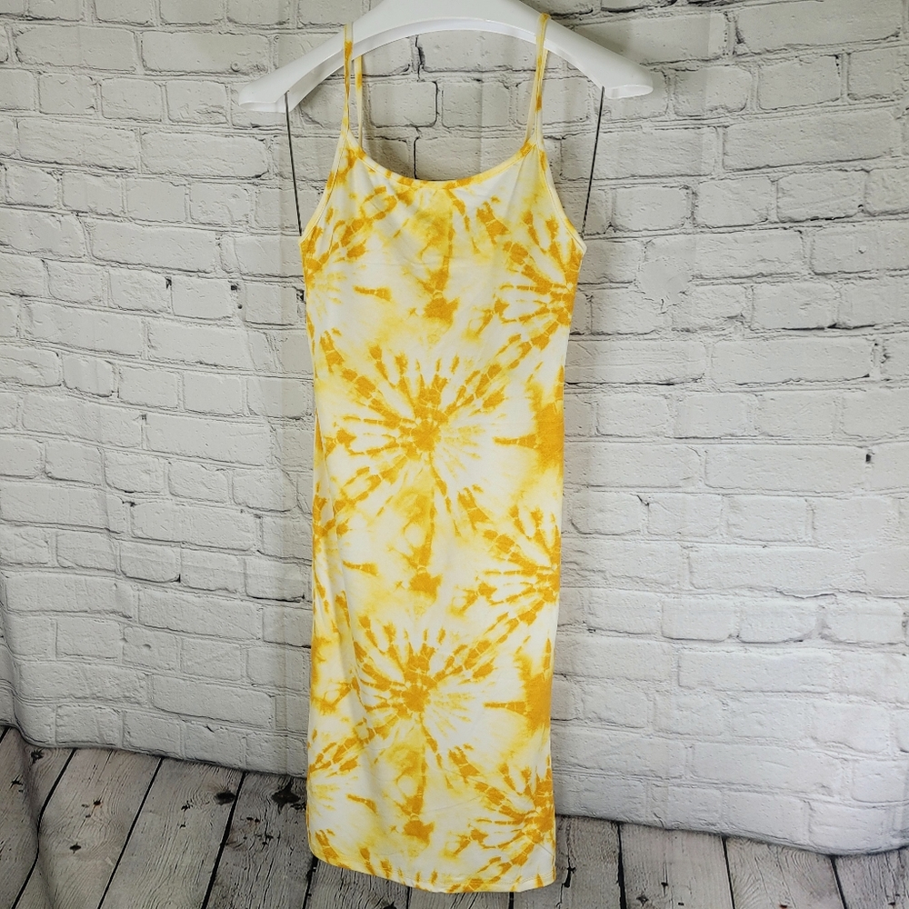 NWT Tie-dye printed bodycon dress Yellow White